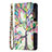 Custodia Portafoglio In Pelle Fiori Cover con Supporto L03 per Apple iPhone 15 Multicolore