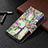 Custodia Portafoglio In Pelle Fiori Cover con Supporto L03 per Apple iPhone 15 Multicolore