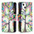 Custodia Portafoglio In Pelle Fiori Cover con Supporto L03 per Apple iPhone 15 Plus Multicolore