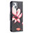 Custodia Portafoglio In Pelle Fiori Cover con Supporto L07 per Apple iPhone 15 Marrone