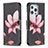 Custodia Portafoglio In Pelle Fiori Cover con Supporto L07 per Apple iPhone 15 Pro Marrone