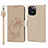 Custodia Portafoglio In Pelle Fiori Cover con Supporto L16 per Apple iPhone 13 Pro Max Oro