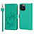 Custodia Portafoglio In Pelle Fiori Cover con Supporto L16 per Apple iPhone 13 Pro Max Verde