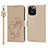 Custodia Portafoglio In Pelle Fiori Cover con Supporto L16 per Apple iPhone 14 Pro Max Oro