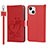 Custodia Portafoglio In Pelle Fiori Cover con Supporto L16 per Apple iPhone 15 Rosso