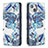 Custodia Portafoglio In Pelle Fiori Cover con Supporto per Apple iPhone 13 Blu