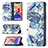 Custodia Portafoglio In Pelle Fiori Cover con Supporto per Apple iPhone 13 Blu