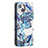 Custodia Portafoglio In Pelle Fiori Cover con Supporto per Apple iPhone 13 Blu