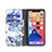 Custodia Portafoglio In Pelle Fiori Cover con Supporto per Apple iPhone 13 Blu