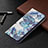 Custodia Portafoglio In Pelle Fiori Cover con Supporto per Apple iPhone 13 Blu