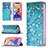 Custodia Portafoglio In Pelle Fiori Cover con Supporto per Apple iPhone 13 Ciano