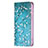 Custodia Portafoglio In Pelle Fiori Cover con Supporto per Apple iPhone 13 Ciano