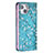 Custodia Portafoglio In Pelle Fiori Cover con Supporto per Apple iPhone 13 Ciano