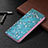 Custodia Portafoglio In Pelle Fiori Cover con Supporto per Apple iPhone 13 Ciano