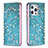 Custodia Portafoglio In Pelle Fiori Cover con Supporto per Apple iPhone 13 Pro Cielo Blu