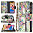 Custodia Portafoglio In Pelle Fiori Cover con Supporto per Apple iPhone 13 Pro Multicolore