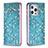 Custodia Portafoglio In Pelle Fiori Cover con Supporto per Apple iPhone 14 Pro Cielo Blu