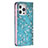 Custodia Portafoglio In Pelle Fiori Cover con Supporto per Apple iPhone 14 Pro Cielo Blu