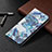 Custodia Portafoglio In Pelle Fiori Cover con Supporto per Apple iPhone 14 Pro Max Blu