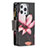 Custodia Portafoglio In Pelle Fiori Cover con Supporto per Apple iPhone 14 Pro Max Marrone