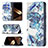 Custodia Portafoglio In Pelle Fiori Cover con Supporto per Apple iPhone 15 Blu