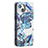 Custodia Portafoglio In Pelle Fiori Cover con Supporto per Apple iPhone 15 Blu