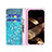 Custodia Portafoglio In Pelle Fiori Cover con Supporto per Apple iPhone 15 Ciano