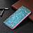 Custodia Portafoglio In Pelle Fiori Cover con Supporto per Apple iPhone 15 Ciano