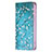 Custodia Portafoglio In Pelle Fiori Cover con Supporto per Apple iPhone 15 Plus Ciano