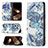 Custodia Portafoglio In Pelle Fiori Cover con Supporto per Apple iPhone 16 Pro Max Blu