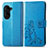 Custodia Portafoglio In Pelle Fiori Cover con Supporto per Asus ZenFone 10 Blu