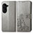 Custodia Portafoglio In Pelle Fiori Cover con Supporto per Asus ZenFone 10 Grigio