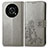 Custodia Portafoglio In Pelle Fiori Cover con Supporto per Huawei Enjoy 50 Pro Grigio