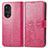 Custodia Portafoglio In Pelle Fiori Cover con Supporto per Huawei Honor 50 5G Rosa Caldo