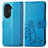 Custodia Portafoglio In Pelle Fiori Cover con Supporto per Huawei Honor 60 5G Blu