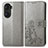 Custodia Portafoglio In Pelle Fiori Cover con Supporto per Huawei Honor 60 5G Grigio