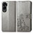 Custodia Portafoglio In Pelle Fiori Cover con Supporto per Huawei Honor 90 Lite 5G Grigio