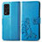 Custodia Portafoglio In Pelle Fiori Cover con Supporto per Huawei Honor V40 5G Blu