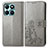 Custodia Portafoglio In Pelle Fiori Cover con Supporto per Huawei Honor X6a Grigio