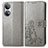 Custodia Portafoglio In Pelle Fiori Cover con Supporto per Huawei Honor X7 Grigio