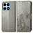 Custodia Portafoglio In Pelle Fiori Cover con Supporto per Huawei Honor X8a 4G Grigio