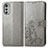 Custodia Portafoglio In Pelle Fiori Cover con Supporto per Motorola Moto E32 Grigio