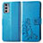 Custodia Portafoglio In Pelle Fiori Cover con Supporto per Motorola Moto Edge 20 5G Blu