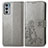 Custodia Portafoglio In Pelle Fiori Cover con Supporto per Motorola Moto Edge 20 5G Grigio