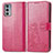 Custodia Portafoglio In Pelle Fiori Cover con Supporto per Motorola Moto Edge 20 5G Rosso