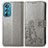 Custodia Portafoglio In Pelle Fiori Cover con Supporto per Motorola Moto Edge 30 5G Grigio