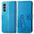 Custodia Portafoglio In Pelle Fiori Cover con Supporto per Motorola Moto Edge S30 5G Blu