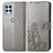 Custodia Portafoglio In Pelle Fiori Cover con Supporto per Motorola Moto G100 5G Grigio