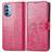 Custodia Portafoglio In Pelle Fiori Cover con Supporto per Motorola Moto G41 Rosso