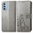 Custodia Portafoglio In Pelle Fiori Cover con Supporto per Motorola Moto G51 5G Grigio